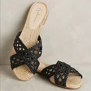 Guilhermina Black Aliciana slides woven leather upper & raffia sole size 38